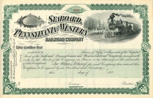Seaboard, Pennsylvania and Western Railroad Co. - Stock Certificate